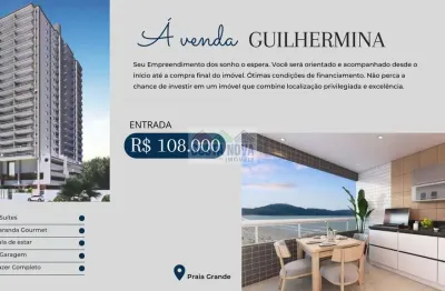 Apartamento com 3 quartos sendo 1 suíte, 2 banheiros, 2 vagas, bairro guilhermina - praia grande