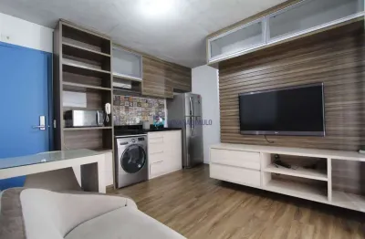 Studio à venda, 33m², mobiliado a 350m do metrô adolfo pinheiro.