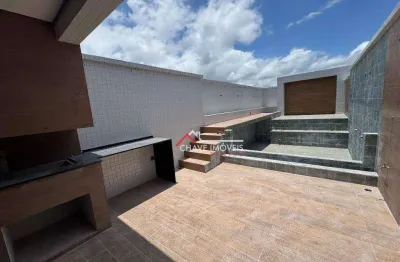 Casa nova com 3 dormitórios, piscina e sala pé direito duplo à venda, 202 m² por r$ 2.349.000 - aparecida - santos/sp