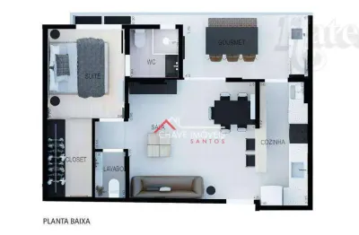 Apartamento com 1 dormitório à venda, 54 m² por r$ 660.000,00 - boqueirão - santos/sp