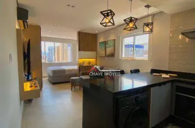 Apartamento com 1 dormitório, 45 m² - venda por r$ 690.000,00 ou aluguel por r$ 5.200,00/mês - gonzaga - santos/sp