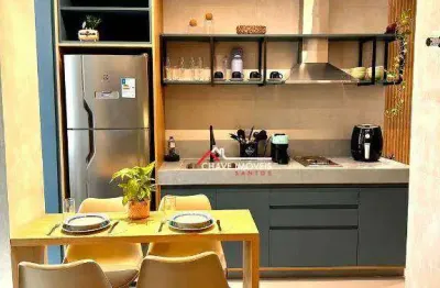Studio na quadra da praia para alugar, 35m² por r$ 4.500/mês - ponta da praia- santos/sp
