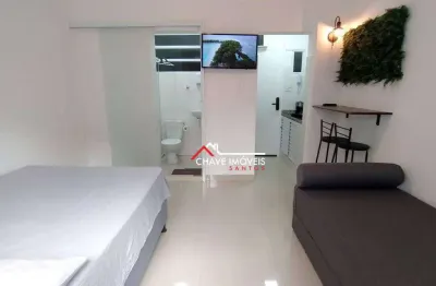 Kitnet com 1 dormitório para alugar, 20 m² por r$ 2.380,02/mês - boqueirão - santos/sp