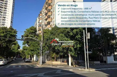 Sala comercial de 496 m² com 9 vagas na av. conselheiro nébias – locação ou venda