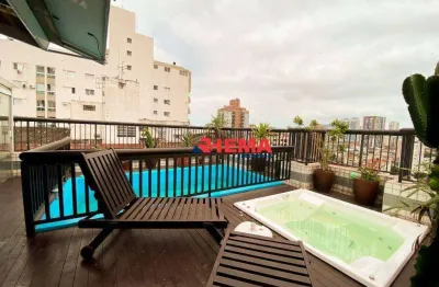 Cobertura com 5 dormitórios para alugar, 353 m² por r$ 16.000,02/mês - aparecida - santos/sp