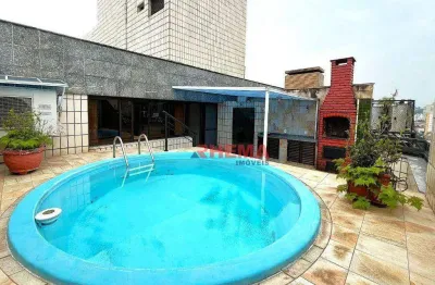 Cobertura para alugar, 278 m² por r$ 9.000,02/mês - pompéia - santos/sp