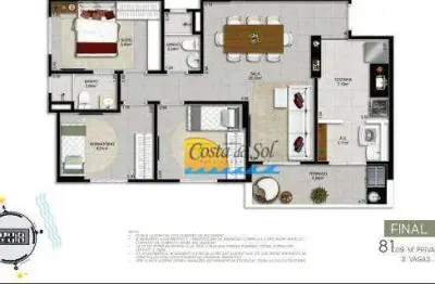 Apartamento com 3 dormitórios à venda, 81 m² por r$ 729.081,00 - canto do forte - praia grande/sp