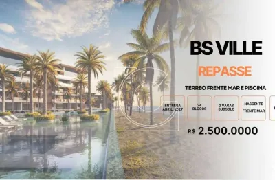 Bs ville - repasse, apartamento garden, 148m² frente mar, porto das dunas, aquiraz/ce