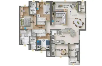 Apartamento à venda em campinas, chácara da barra, com 3 suítes, com 127 m², mistral norte sul