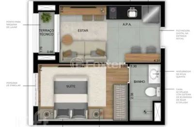 Apartamento com 1 quarto à venda na rua ossian terceiro teles, 205, jardim prudência, são paulo, 28 m2 por r$ 280.000