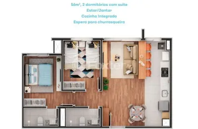 Apartamento com 2 quartos à venda na rua tenente ary tarrago, 2575, jardim itu sabará, porto alegre, 56 m2 por r$ 365.000