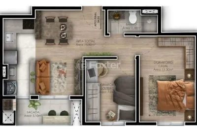 Apartamento com 2 quartos à venda na rua assis brasil, 315, niterói, canoas, 49 m2 por r$ 327.000