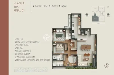 Apartamento com 3 quartos à venda na rua cabral, 60, rio branco, porto alegre, 105 m2 por r$ 1.665.000