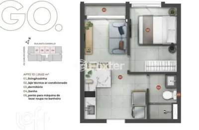 Apartamento com 1 quarto à venda na rua anita garibaldi, 1325, boa vista, porto alegre, 29 m2 por r$ 546.000