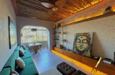 Maravilhoso apto. capa de revista com 68m² úteis - mobiliado e equipado - 02 dormitórios - frente mar por r$ 669 mil - boqueirão canal 3/santos