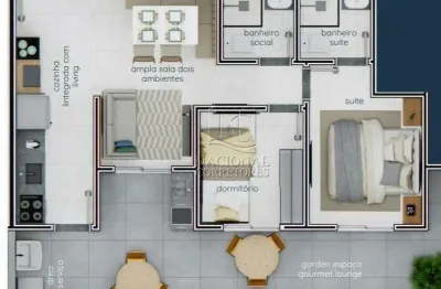 Apartamento garden à venda, 2 quartos, 1 suíte, 1 vaga, campestre - santo andré/sp