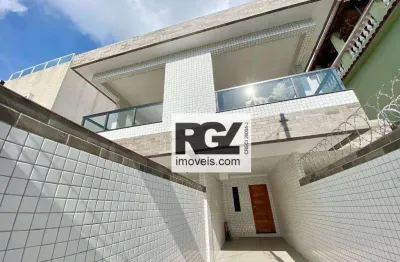 Casa nova com varanda e churrasqueira, 03 suítes - campo grande, santos