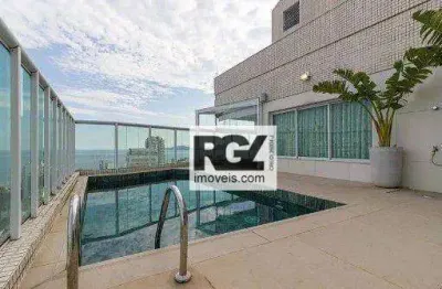 Espetacular cobertura com vista panorâmica do mar, 272 m² por r$ 4.890.000 - boqueirão - santos/sp