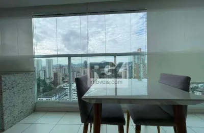 Stúdio mobiliado, andar alto com vista para os cruzeiros, ponta da praia - r$ 4.700,00 pct - rgl imóveis