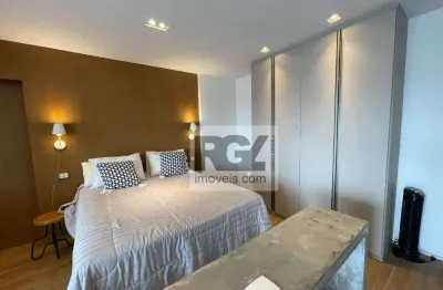 Stúdio mobiliado, andar alto com vista para os cruzeiros, ponta da praia - r$ 4.700,00 pct - rgl imóveis