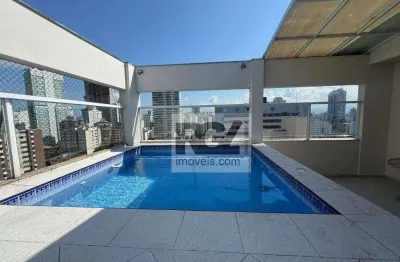 Cobertura vista mar com piscina na ponta da praia para venda em santos/sp
