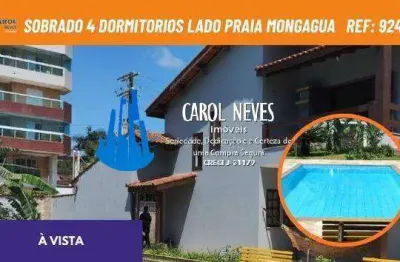 Sobrado 4 dormitórios 1 suíte piscina lado praia à vista mongaguá