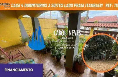Casa 4 dormitorios 3 suites churrasqueira lado praia financiamento itanhaem