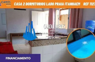 Casa 2 dormitorios piscina lado praia financiamento bancario itanhaem