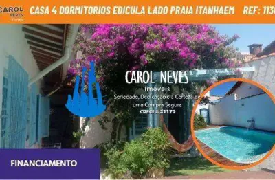 Casa 4 dormitorios edicula 2 piscinas lado praia financiamento itanhaem