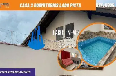Casa 2 dormitorios lado pista financiamento bancario mongagua