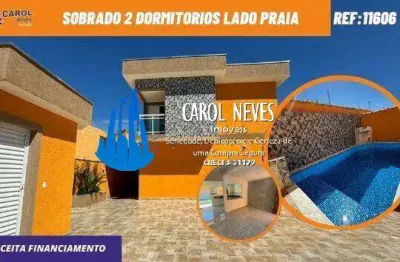 Sobrado 2 dormitorios lado praia financiamento cibratel ii itanhaem