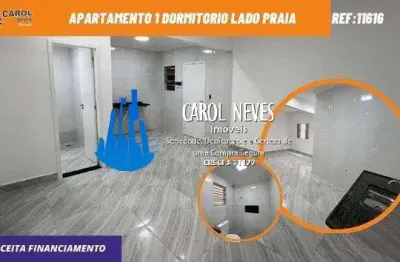 Apartamento 1 dormitorio lado praia financiamento bancario praia grande