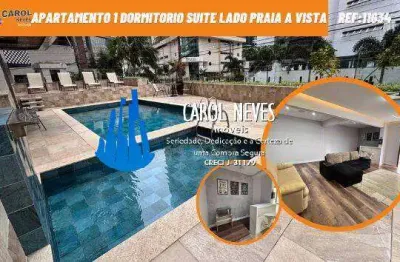 Apartamento 1 dormitorio suite lado praia a vista praia grande