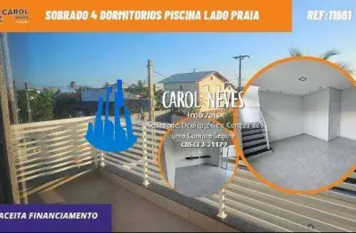Sobrado 4 dormitorios piscina lado praia  financiamento bancario itanhaem