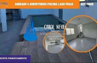 Sobrado 3 dormitorios piscina lado praia  financiamento bancario itanhaem