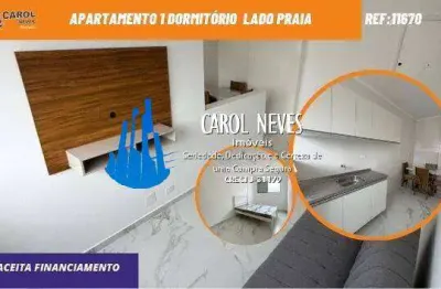 Apartamento 1 dormitorio lado praia financiamento bancario praia grande