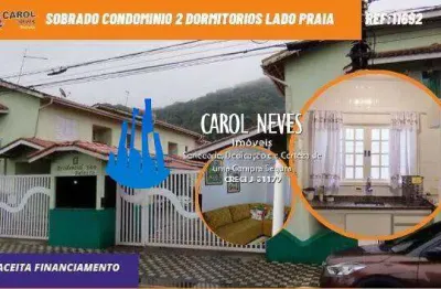 Sobrado condominio 2 dormitorios lado praia centro financia mongagua
