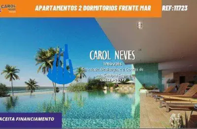 Apartamentos 2 dormitorios frente mar financiamento centro mongagua