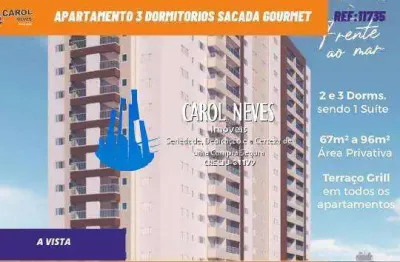 Apartamento 3 dormitorios sacada gourmet a vista mongagua