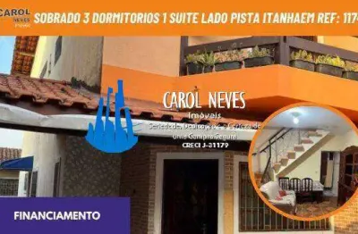 Sobrado 3 dormitorios 1 suite lado pista financiamento itanhaem