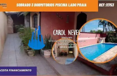 Sobrado 3 dormitorios piscina lado praia financiamento itanhaem