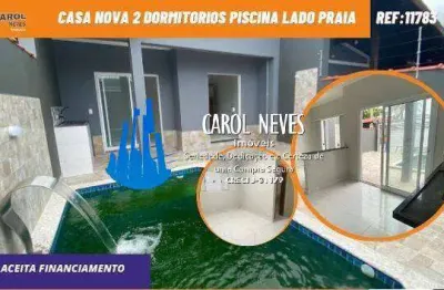 Casas novas 2 dormitorios piscina lado praia financiamento mongagua