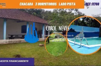 Chacara com piscina 220m² 3 dormitorios lado pista itanhaem