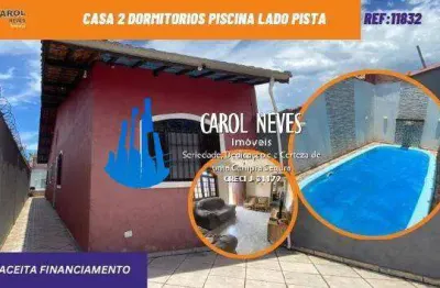 Casa 2 dormitorios piscina lado pista financiamento bancário mongagua