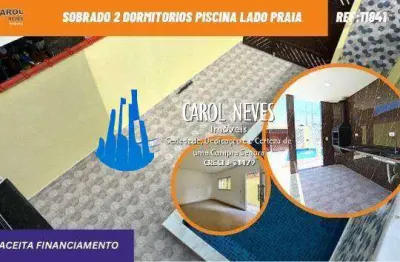 Sobrado 2 dormitorios piscina lado praia financiamento  bancario itanhaem