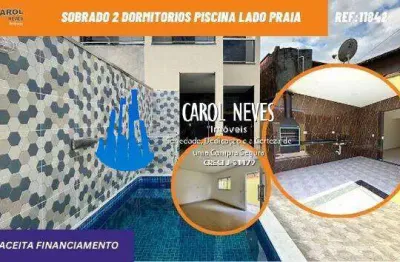 Sobrado 2 dormitorios piscina lado praia financiamento bancario itanhaem