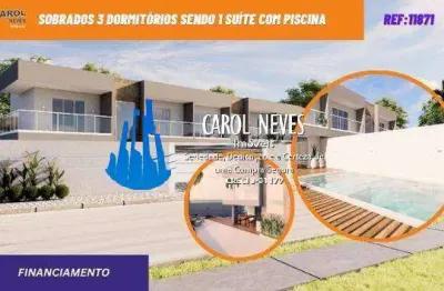 Sobrado 3 dormitorios 1 suite piscina financiamento bancario itanhaem