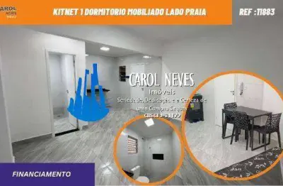 Kitnet 1 dormitorio mobiliado lado praia financiamento praia grande