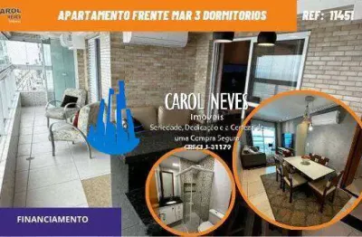 Apartamento frente mar 3 dormitorios 1 suite piscina financiamento mongagua
