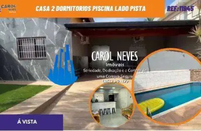 Casa 2 dormitorios piscina lado pista a vista mongagua